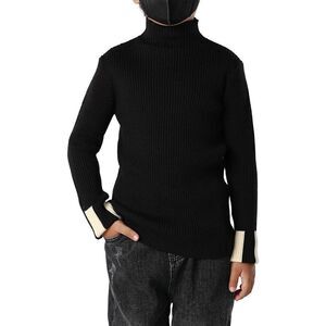 Boys Mockneck Knitted Jumper Pullover Sweater size 8 black white